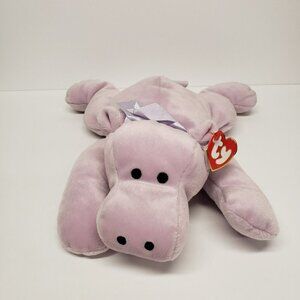 Ty 14" Tubby Hippo Hippopotamus Pillow Pals Purple Lavender 1996 Vintage Plush